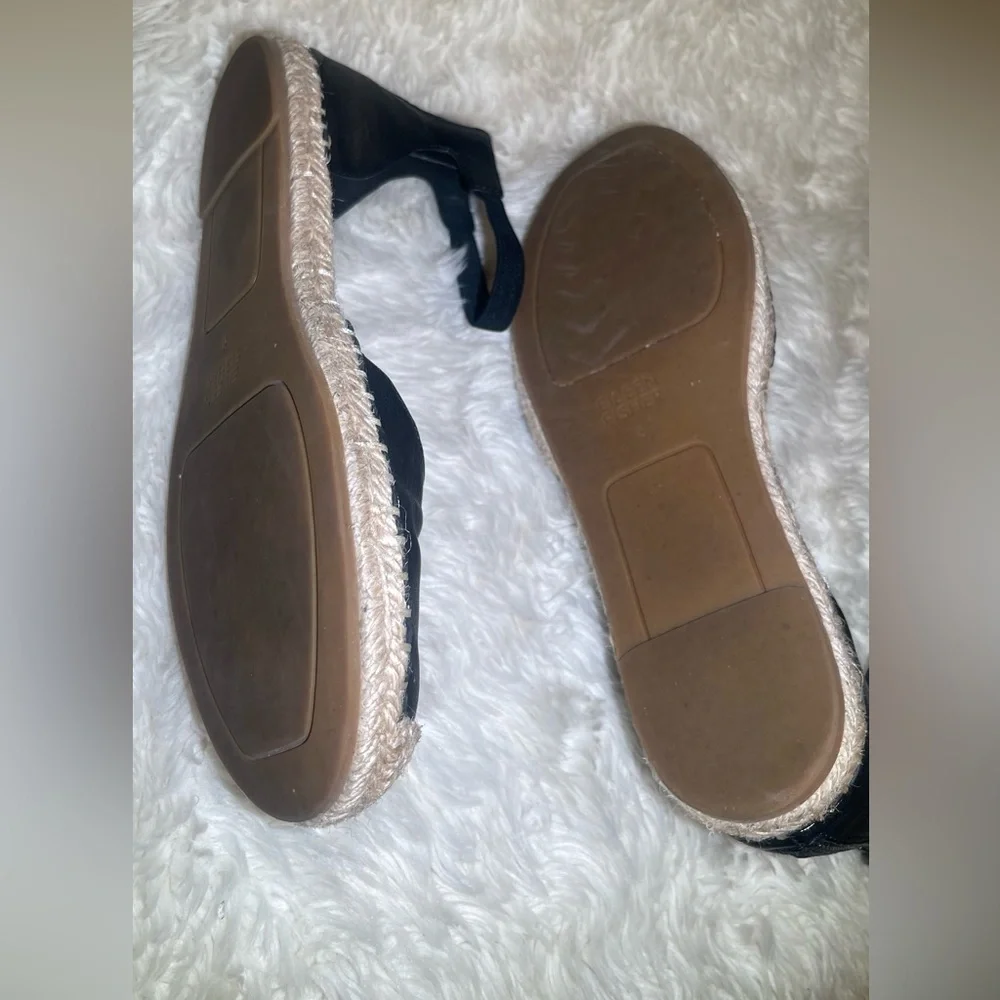 Eileen Fisher Black women’s Leather Espadrilles flat sandals size 8
